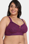 Zivame True Curv Primrose Double Layered Non Wired 3/4Th Coverage Super Support Bra - Dark Purple — thumbnail 3